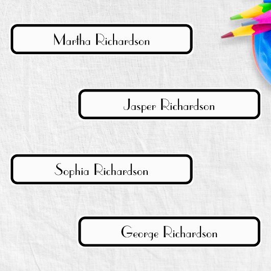 Retro Zwart-Wit Stijlvolle Custom Name Kleding Labels