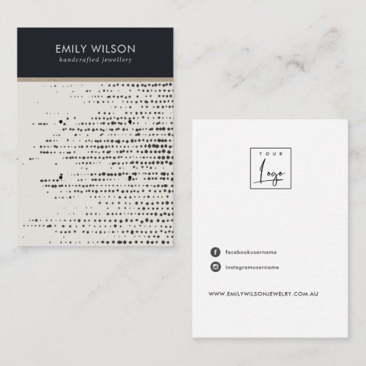 RETRO ZWART WIT STIPPEN 2 STUD OORBEL DISPLAY KAAR VISITEKAARTJE (Voorkant / Achterkant)