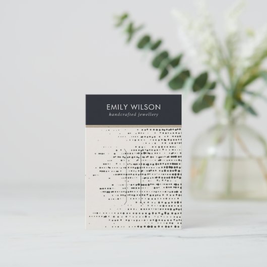 RETRO ZWART-WIT STIPPEN HAARKLEM DISPLAY KAART VISITEKAARTJE (Staand voorkant)