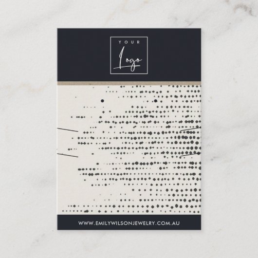 RETRO ZWART WIT STIPPEN KETTING OORBEL DISPLAY VISITEKAARTJE (Voorkant)