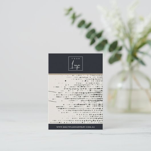 RETRO ZWART WIT STIPPEN KETTING OORBEL DISPLAY VISITEKAARTJE (Staand voorkant)