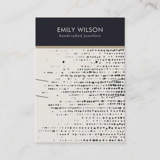 RETRO ZWART WIT STIPPEN KETTING OORBEL DISPLAY VISITEKAARTJE (Voorkant)