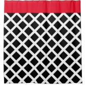 Retro zwart-wit toetsenbord met rode rand douchegordijn (Voorkant)