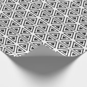 retro zwart wit tribaal geometrisch patroon cadeaupapier (Hoek)