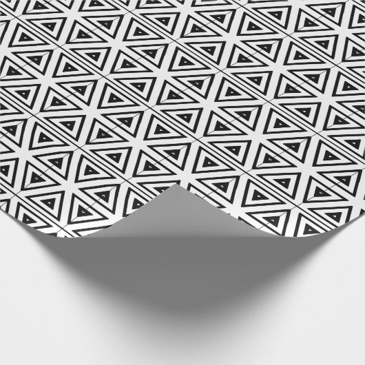  retro zwart wit tribaal geometrisch patroon cadeaupapier (Hoek)