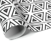  retro zwart wit tribaal geometrisch patroon cadeaupapier (Rol Hoek)