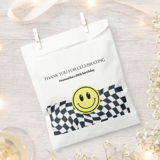Retro  zwart-wit verjaardagsfeest bedankzakje (Geknipt)