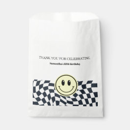 Retro zwart-wit verjaardagsfeest bedankzakje