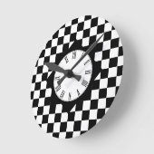 Retro zwart-wit vierkant, gevarieerd patroon ronde klok (Hoek)