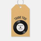 Retro Zwart Wit Vinyl Record Bruiloft Dank u Cadeaulabel (Achterkant)