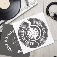 Retro Zwart Wit Vinyl Record Groovy Bruiloft