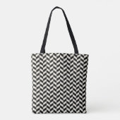 Retro zwart-wit visgraatpatroon tote bag (Achterkant)
