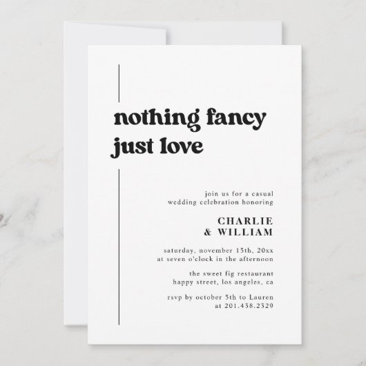 Retro zwart-wit we zijn weggelopen Trouwreceptie Kaart (Voorkant)