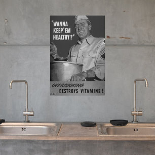 Retro  Zwart Wit WWII Voedsel Keuken Poster