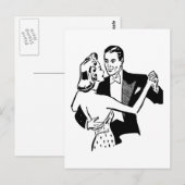 Retro  zwart-witdanspaar in liefde briefkaart (Voorkant / Achterkant)