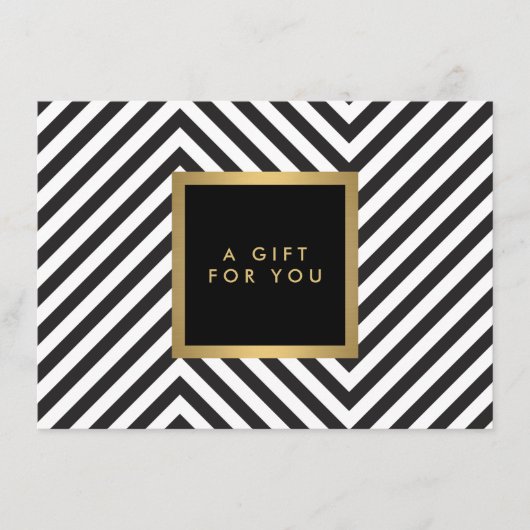 Retro zwart-witpatroon Glam gouden cadeaubon (Voorkant)