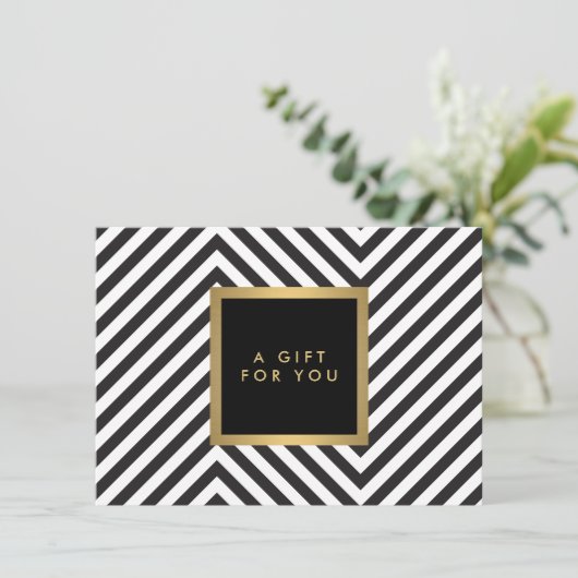 Retro zwart-witpatroon glamour gouden cadeaubon (Staand voorkant)