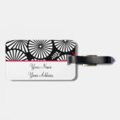 Retro zwart witte bloemen Bagage label (Achterkant horizontaal)