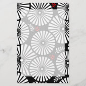 Retro zwart witte bloemen Briefpapier (Voorkant)