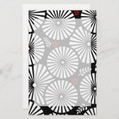 Retro zwart witte bloemen Briefpapier (Voorkant / Achterkant)