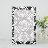 Retro zwart witte bloemen Briefpapier (Staand voorkant)
