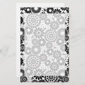 Retro zwart witte bloemen Briefpapier (Voorkant / Achterkant)