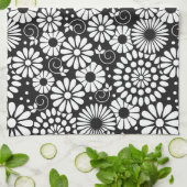 Retro zwart witte bloemen Handdoek (Gevouwen)