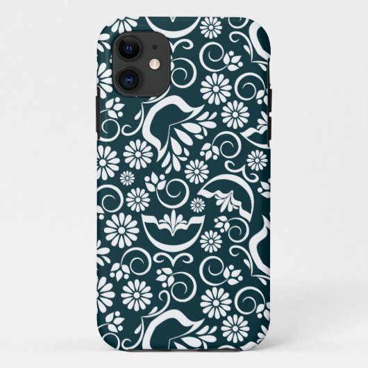 Retro zwart witte bloemen iPhone 5 Hoesje (Achterkant)