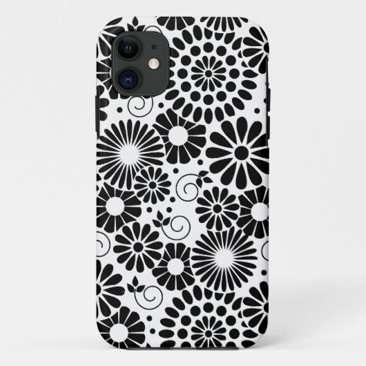 Retro zwart witte bloemen iPhone 5 Hoesje (Achterkant)