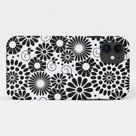 Retro zwart witte bloemen iPhone 5 Hoesje (Achterkant (horizontaal))