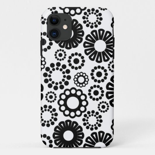 Retro zwart witte bloemen iPhone 5 Hoesje (Achterkant)