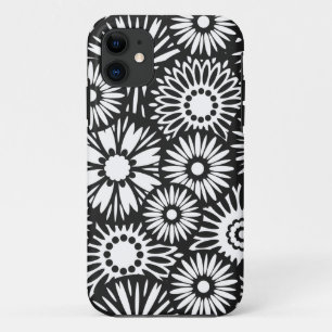 Retro zwart witte bloemen iPhone 5 Hoesje