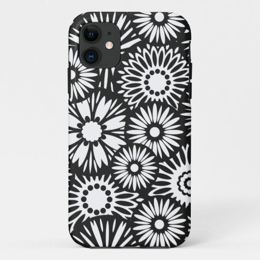 Retro zwart witte bloemen iPhone 5 Hoesje (Achterkant)