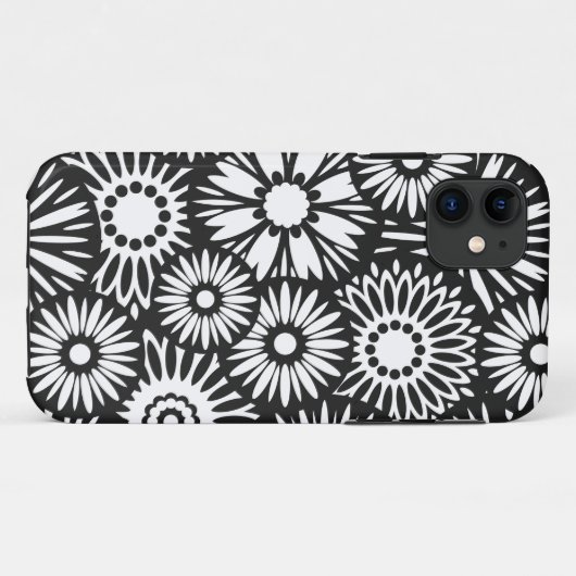 Retro zwart witte bloemen iPhone 5 Hoesje (Achterkant (horizontaal))