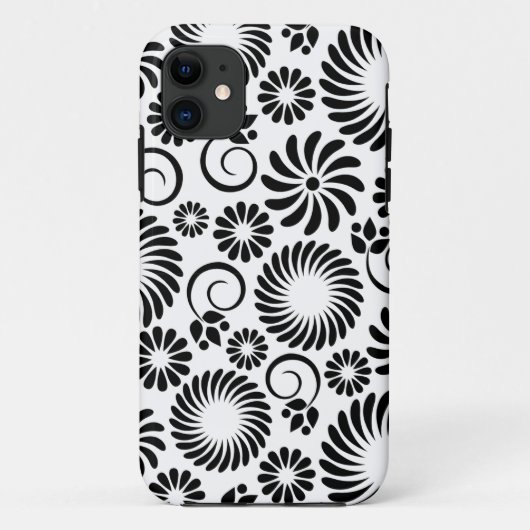 Retro zwart witte bloemen iPhone 5 Hoesje (Achterkant)