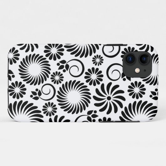 Retro zwart witte bloemen iPhone 5 Hoesje (Achterkant (horizontaal))