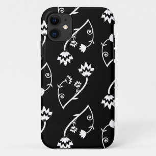Retro zwart witte bloemen iPhone 5 Hoesje