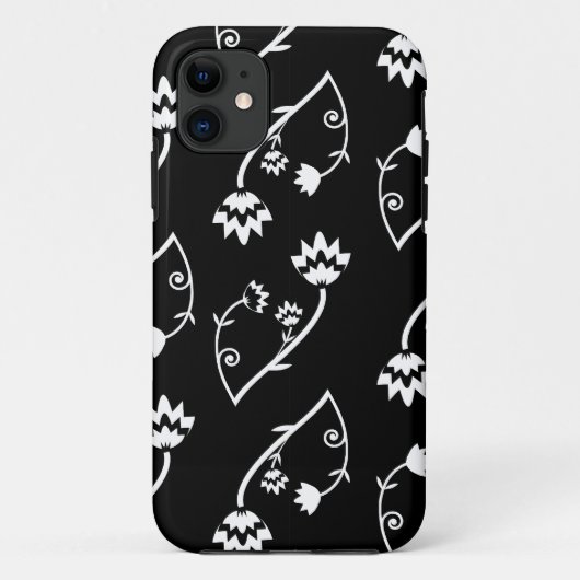Retro zwart witte bloemen iPhone 5 Hoesje (Achterkant)