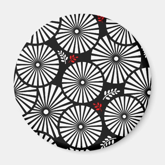 Retro zwart witte bloemen iPhone-magneet Magneet (Voorkant)