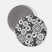 Retro zwart witte bloemen iPhone-magneet Magneet (Voorkant / Achterkant)