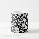 Retro zwart witte bloemen mok (Center)