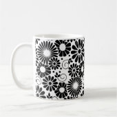 Retro zwart witte bloemen mok (Links)