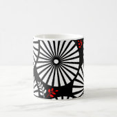 Retro zwart witte bloemen mok (Center)