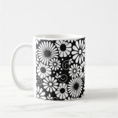 Retro zwart witte bloemen mok (Links)