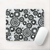 Retro zwart witte bloemen muismat (Met muis)