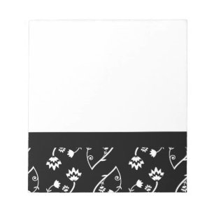 Retro zwart witte bloemen Notitieboek Notitieblok