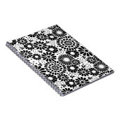 Retro zwart witte bloemen Notitieboekje Notitieboek (Rechterzijde)