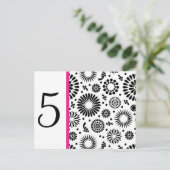 Retro zwart-witte bloemen Tafel Nummer Ansichtkaar Briefkaart (Staand voorkant)