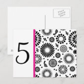 Retro zwart-witte bloemen Tafel Nummer Ansichtkaar Briefkaart (Voorkant / Achterkant)