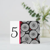 Retro zwart-witte bloemen Tafel Nummer Ansichtkaar Briefkaart (Staand voorkant)